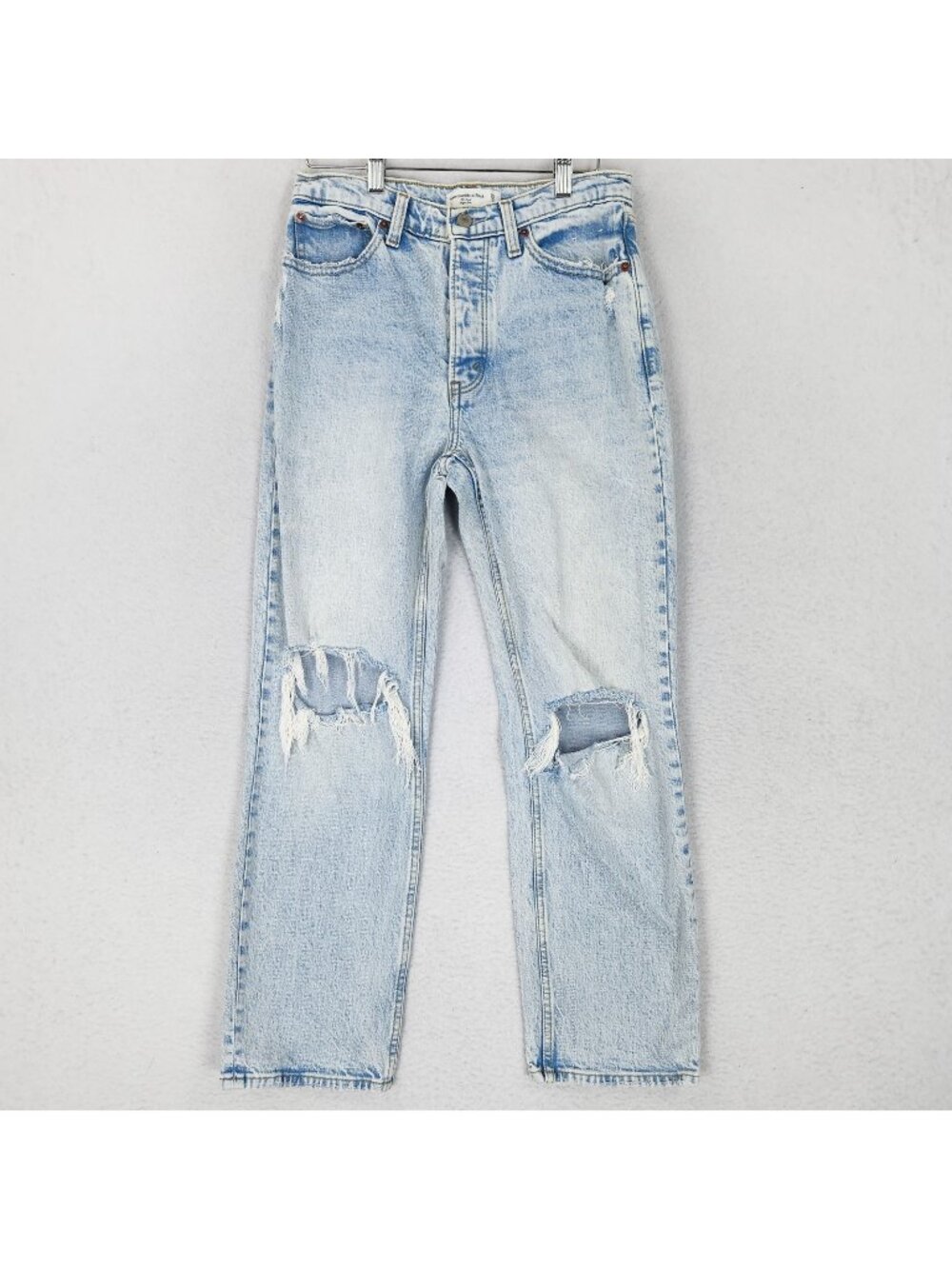 Abercrombie Fitch Jeans Womens 25 Blue High Rise Dad Straight Distressed Denim